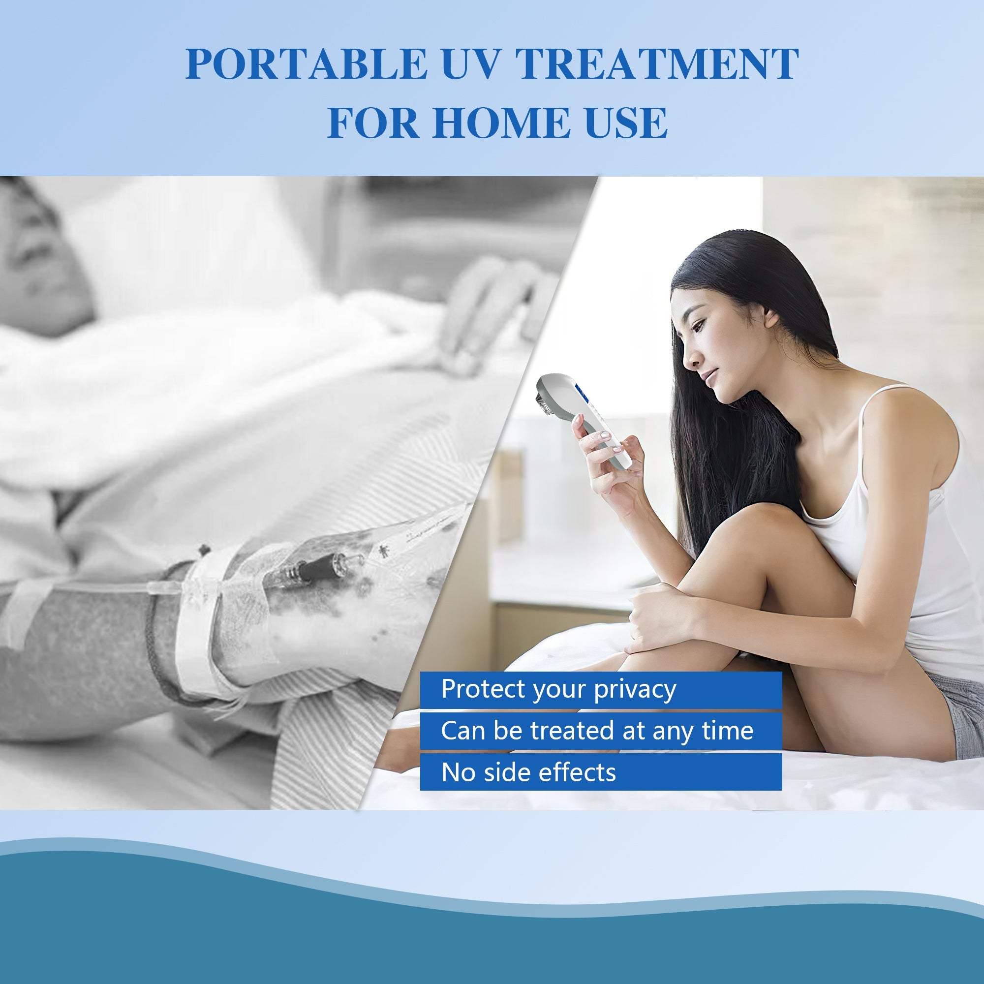 Kannettava UVB-vitiligo/psoriaasi-valoterapia-laite