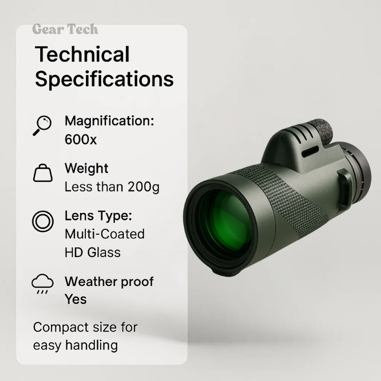 TrailPeak 600X Ultra Zoom Monocular With HD Lens For Outdoor Exploration