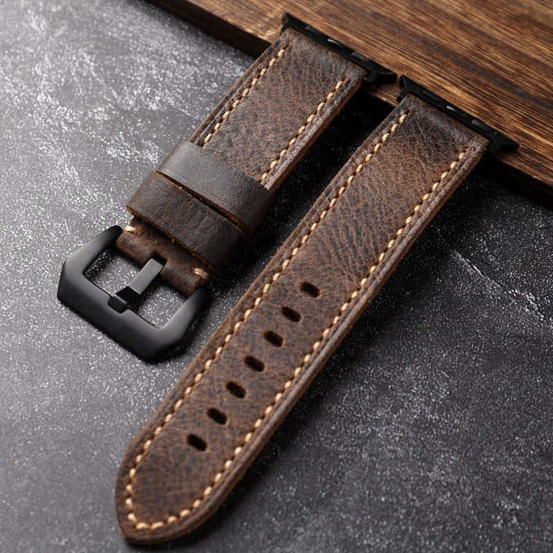 Heritage Hide handgefertigtes Rindslederarmband aus erstem Narbenleder für die Apple Watch