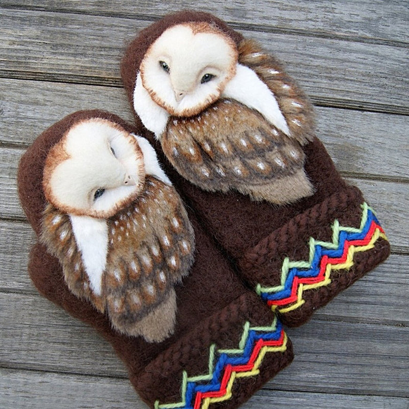 Nordic Owls Motif Wool Mittens For Winter Warmth And Everyday Wear