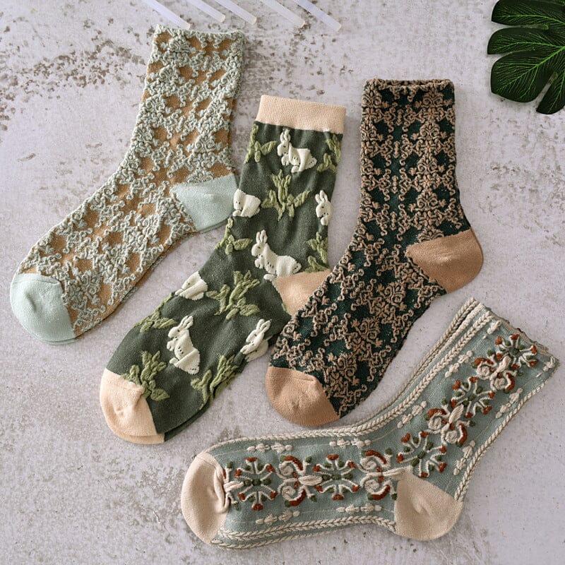 Women's Cotton Socks With Floral Pattern 10 Pack For Everyday Wear