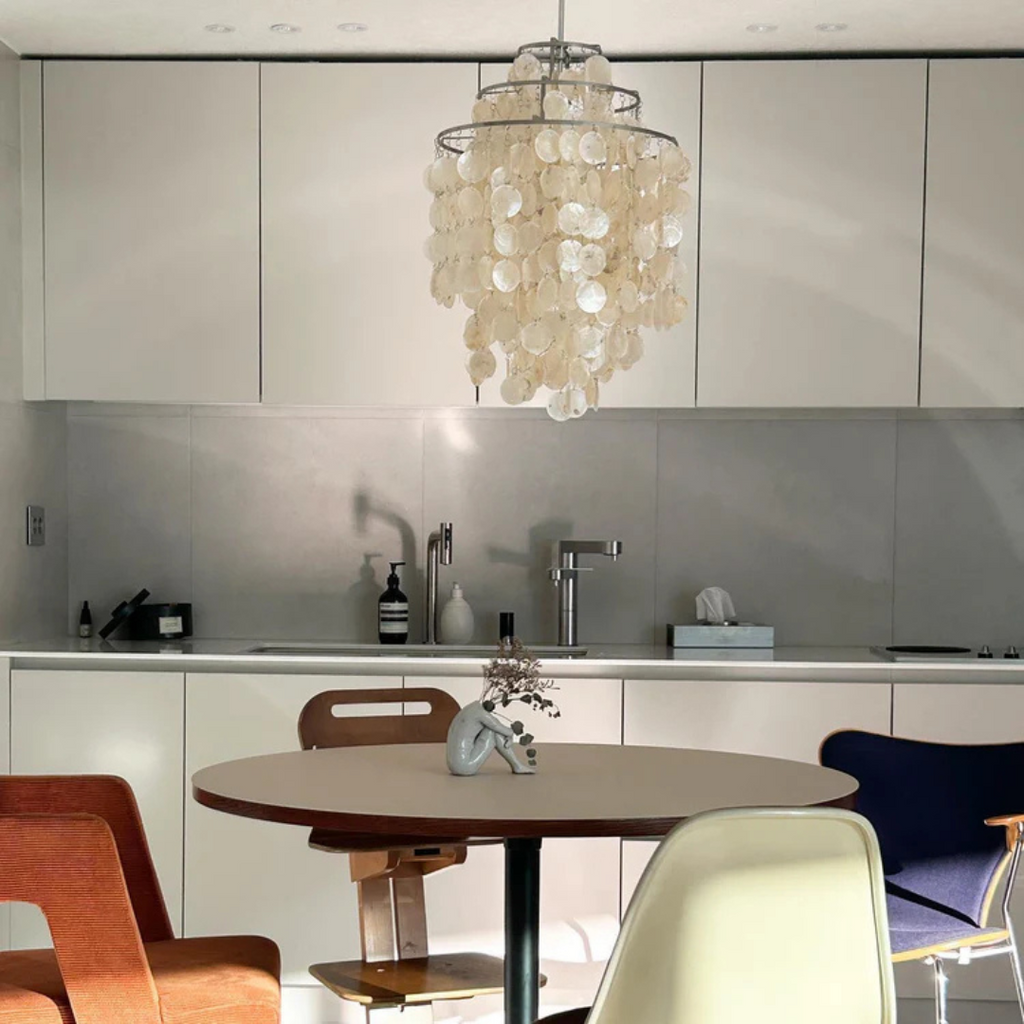 Lumi Muschel-Pendelleuchte für Esszimmer mit vintage Glanz