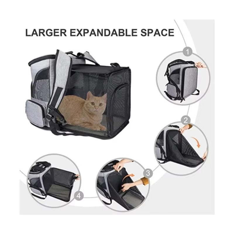 CozyNest Foldable Expandable Breathable Pet Backpack Carrier For Cats And Small Dogs