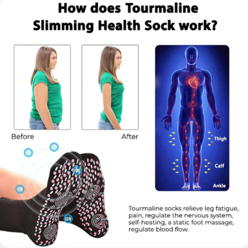 Tourmaline Heated Socks With Acupressure For Fitness