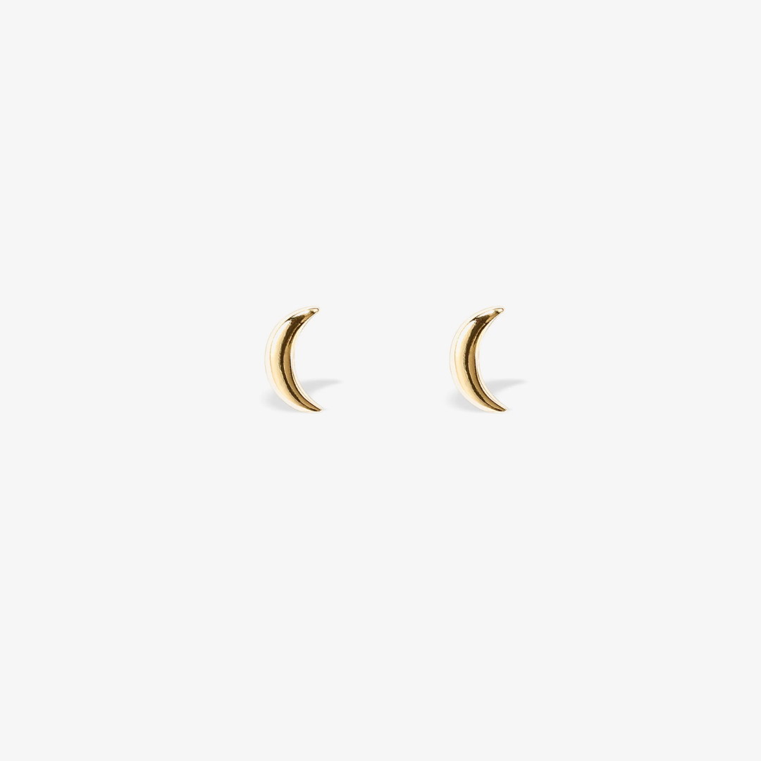 Crescent Moon Stud Earrings With Screw Back Closure