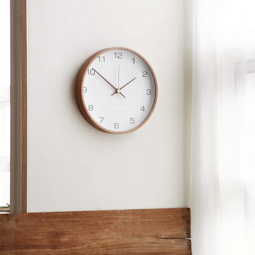 Reloj de Pared Grande Moderno de Madera Lumen Silencioso para Sala de Estar