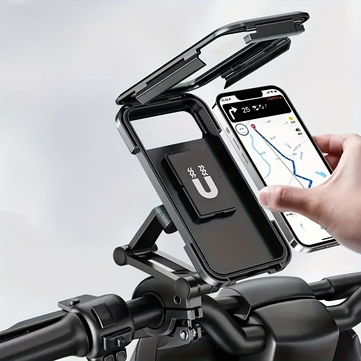 Bikewise テレスコーピング マグネット式スマホホルダー 自転車・電動自転車用、ABSデザイン