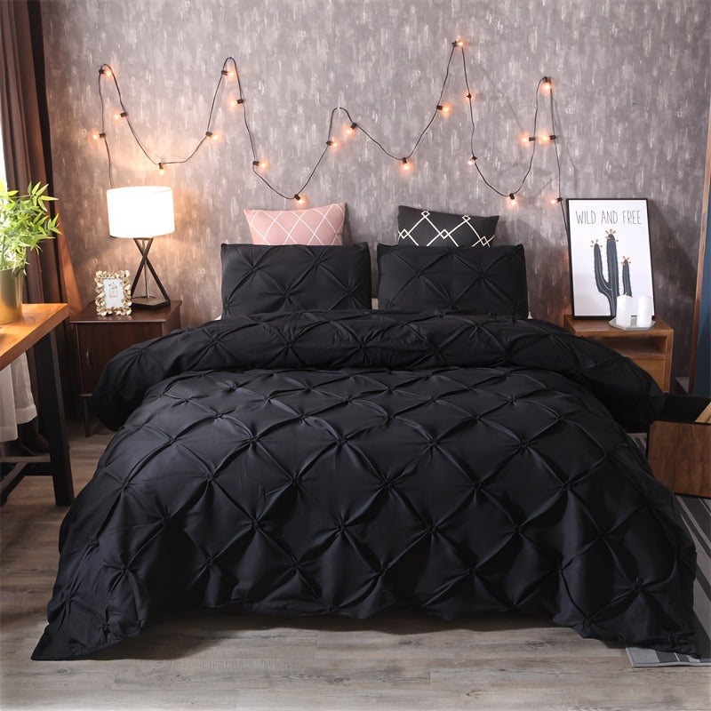 Softplea Pleated Comfort Duvet Cover Set 3 Piece Bedding