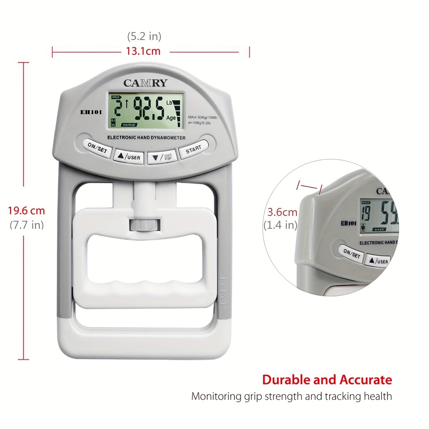 Gripmeter Pro Digitalt greppstyrkemätare med automatisk registrering