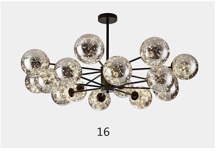 Luminex glazen kroonluchter met ijzeren frame LED-gloed 12 of 16 armen