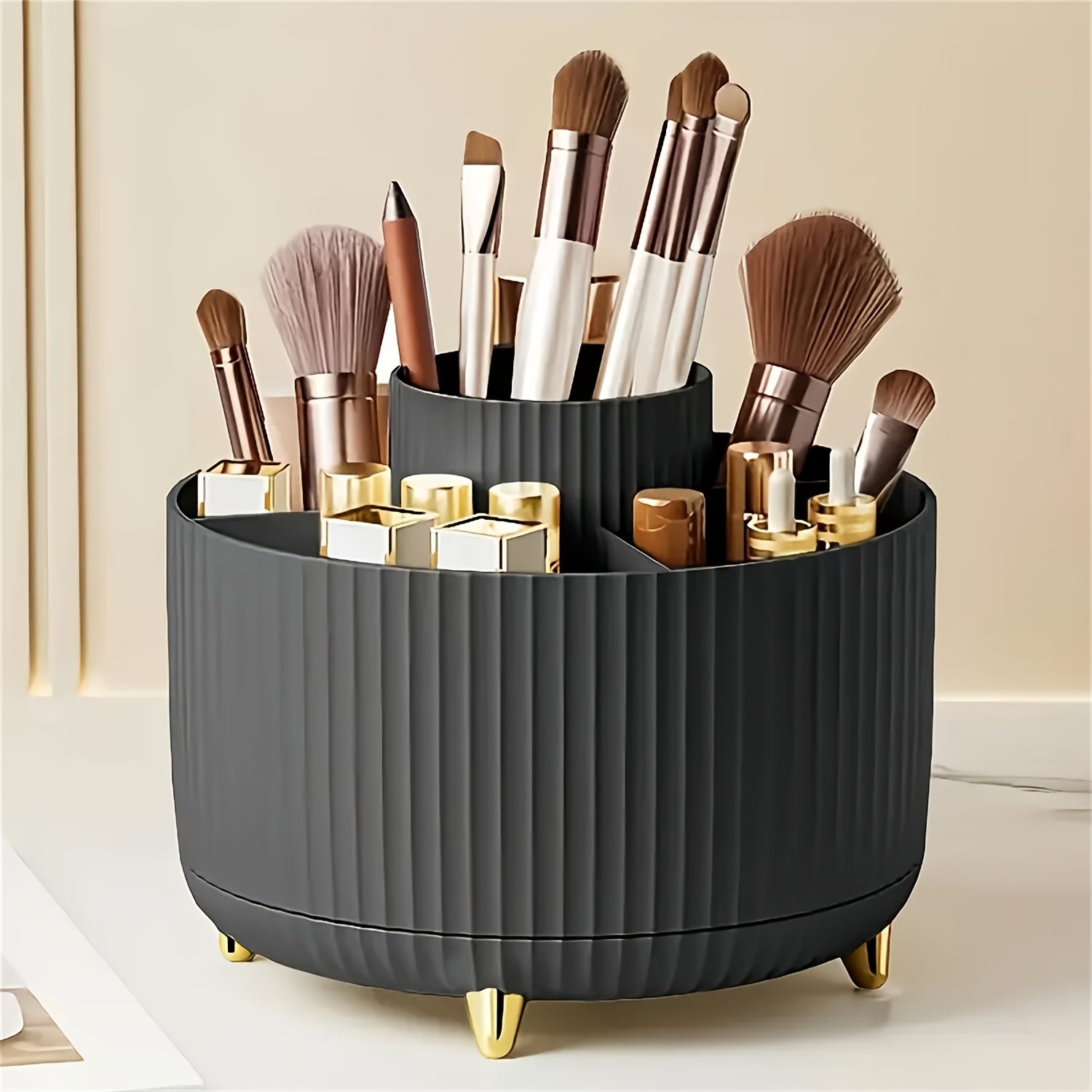 Eleganza 360 graders plastik makeup-opbevaringsorganisator med fem sektioner