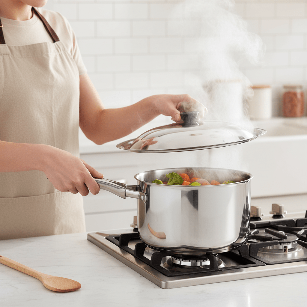 NovaCover Universeller Deckel aus Edelstahl für Woks und Pfannen, hitzebeständig für Köche