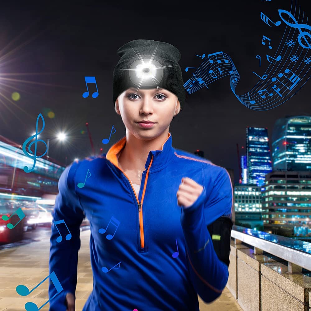 Cozy Beanie With Integrated LED Light And Bluetooth 5.0 Headphones