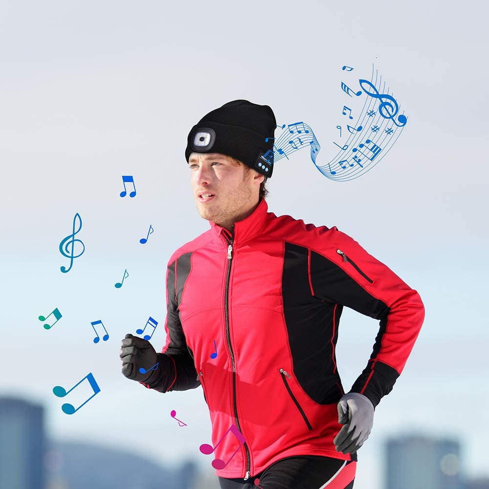 Cozy Beanie With Integrated LED Light And Bluetooth 5.0 Headphones