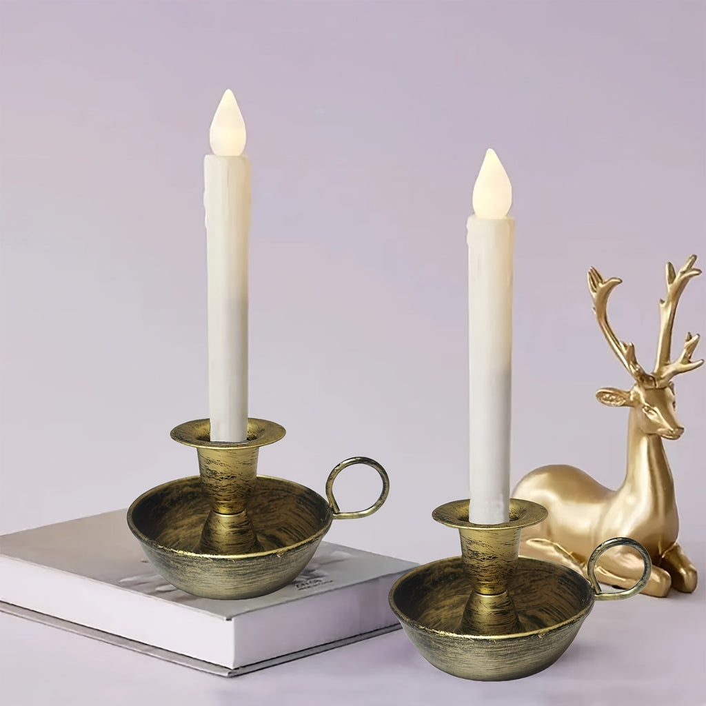 Nordique Iron Candle Holder In Vintage Deco Style For Tabletop