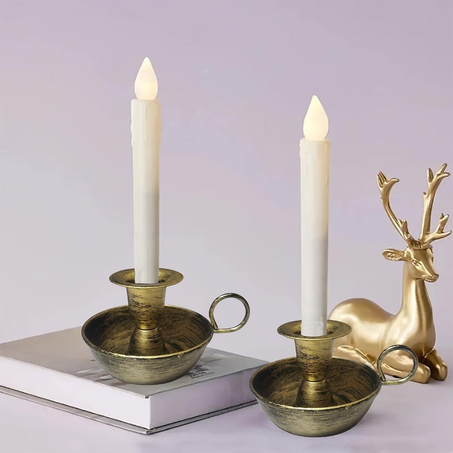 Nordique Iron Candle Holder In Vintage Deco Style For Tabletop