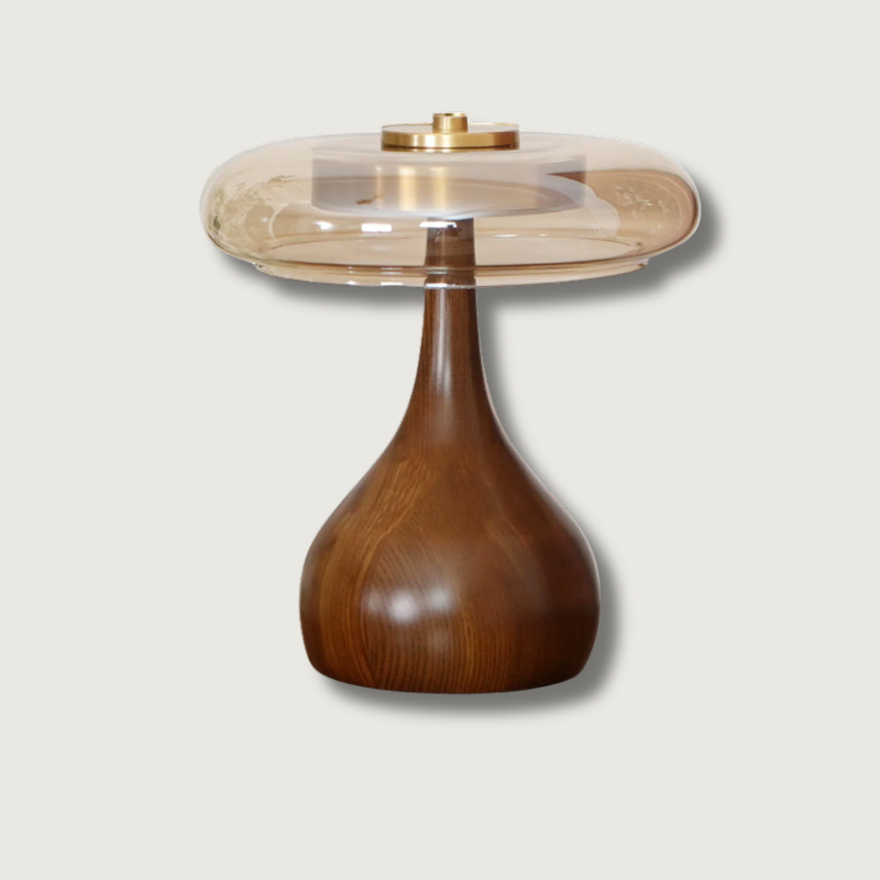 Lampe de table LED Atria en bois et laiton avec lumière d'ambiance tricolore