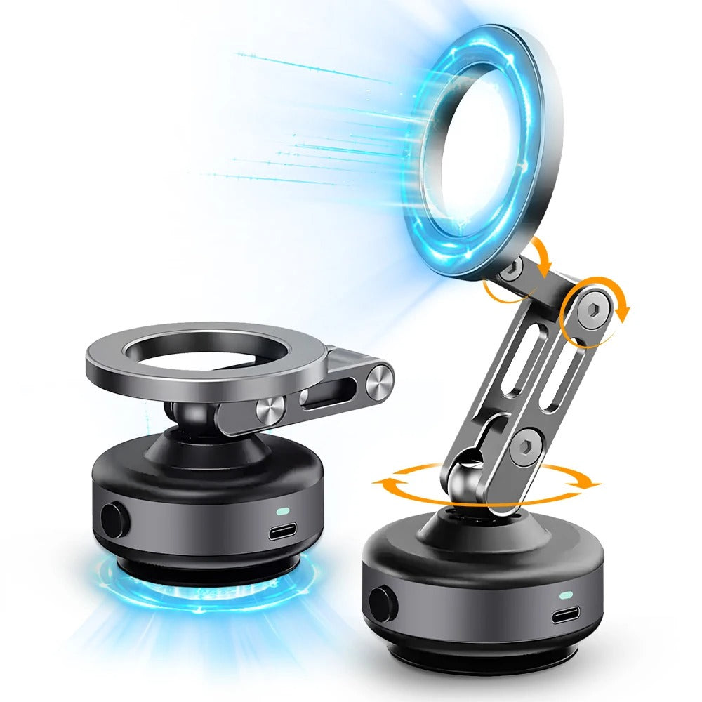 AeroGrip Magnetic Car Phone Holder With 360-Degree Mount And Vacuum Base