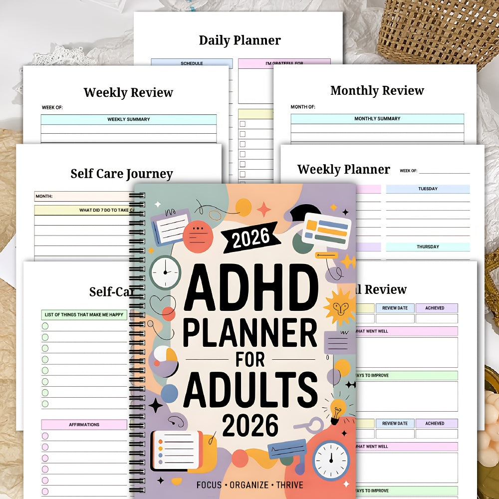 FocusVault 2026 ADHD felnőtt tervező napi és heti termelékenységi naplóhoz