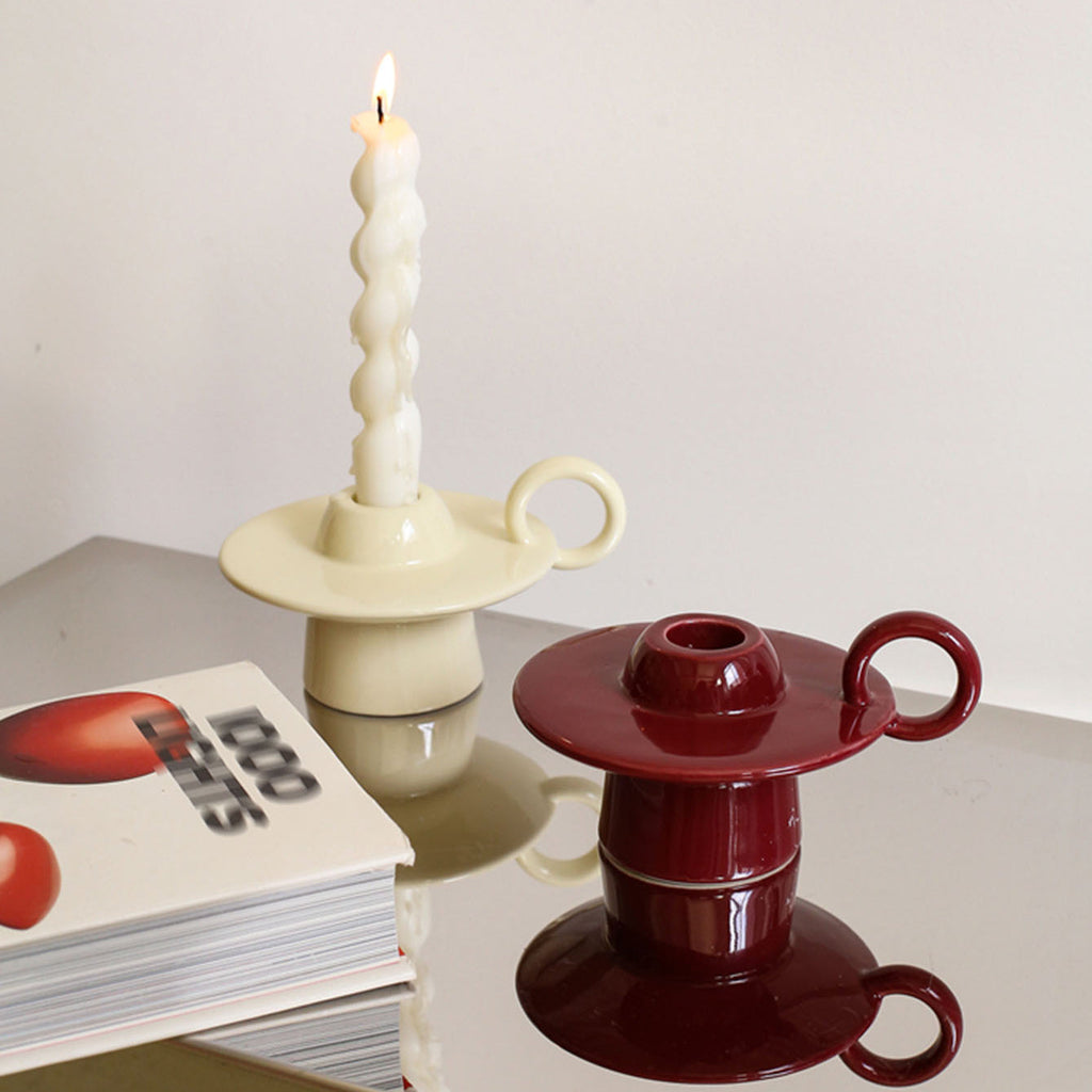Orbita Ceram Candle Stand In Vintage UFO Style For Tables