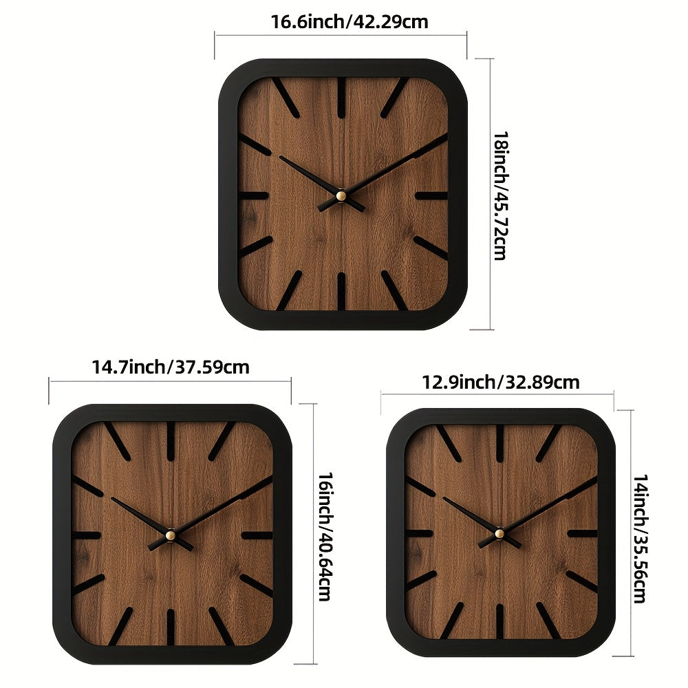 Naturclock Handcrafted Wooden Square Clock Battery Operated Decor