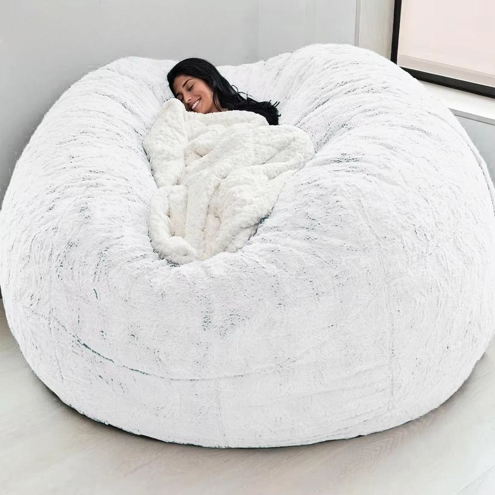 Giant 5-Foot Plush Faux Fur Cover For Bean Bag Lounge Sofa