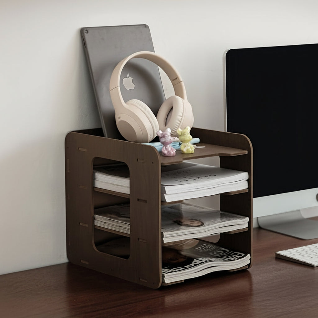 Organizator Multi-Nivel Stackwise pentru Biroul Tău cu Suporturi pentru Dosare și Capete de Carte