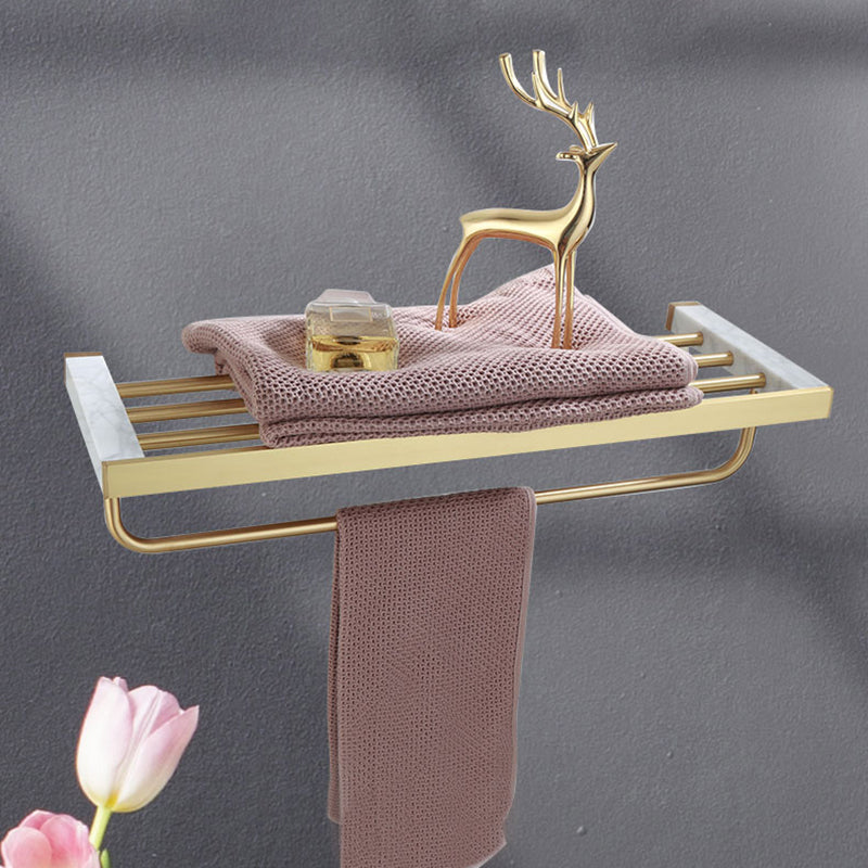 Polished Brass Bath Accessory Set With Marble Hardware For Coordinated Decor