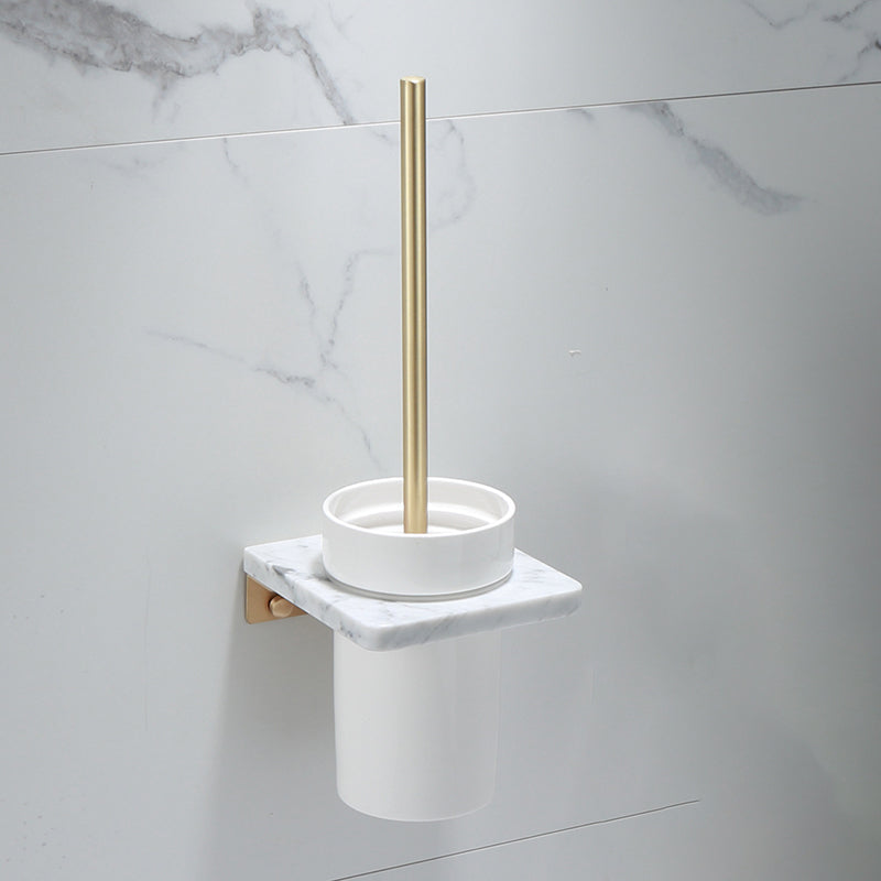 Polished Brass Bath Accessory Set With Marble Hardware For Coordinated Decor