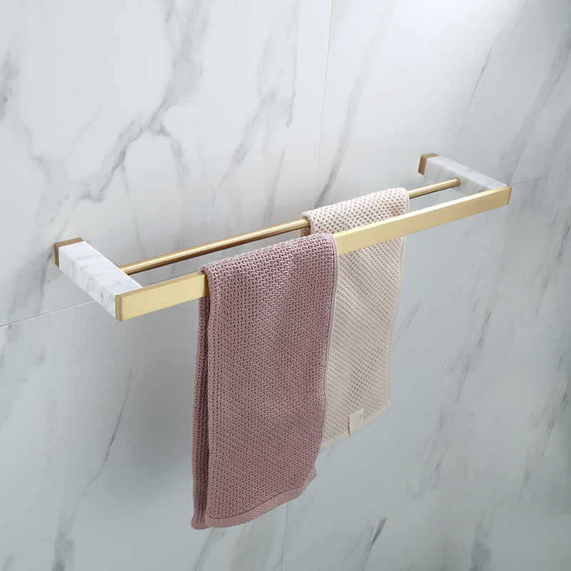 Polished Brass Bath Accessory Set With Marble Hardware For Coordinated Decor