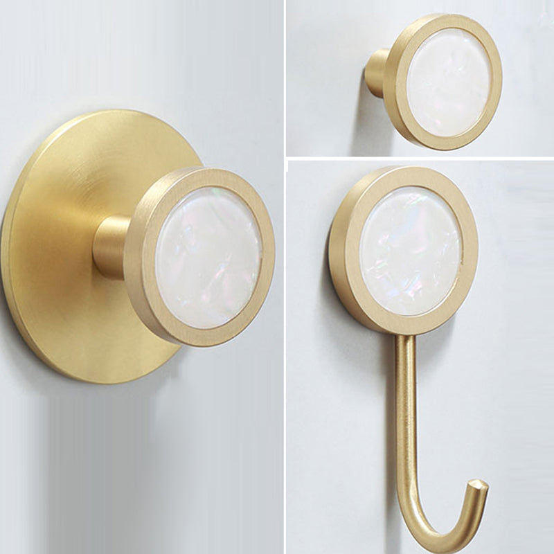 Polished Brass Bath Accessory Set With Marble Hardware For Coordinated Decor