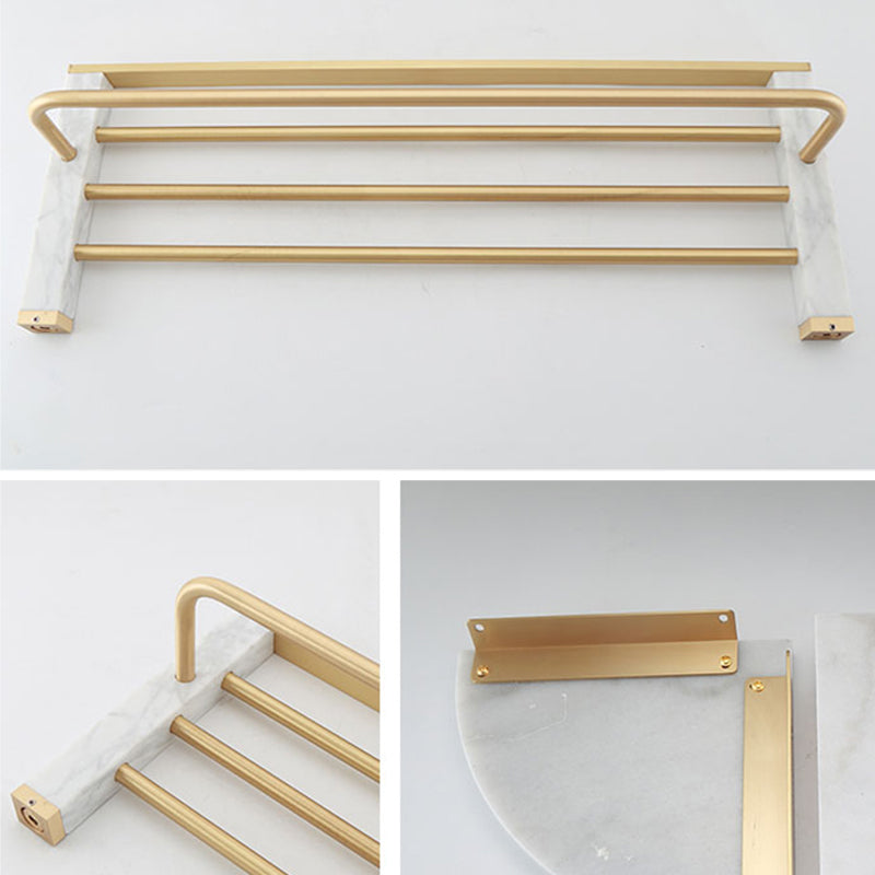 Polished Brass Bath Accessory Set With Marble Hardware For Coordinated Decor