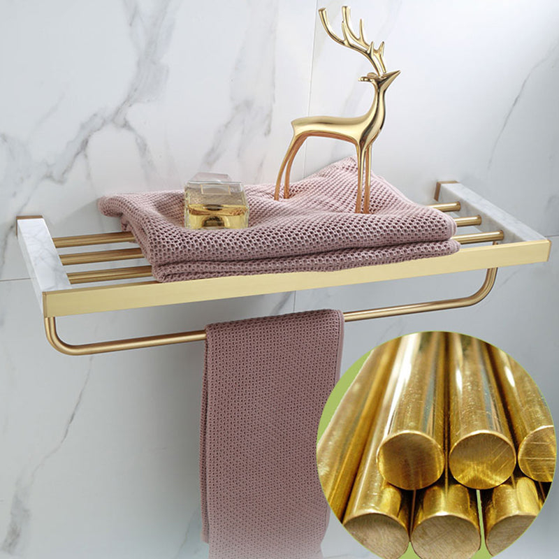 Polished Brass Bath Accessory Set With Marble Hardware For Coordinated Decor