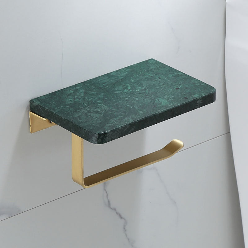 Polished Brass Bath Accessory Set With Marble Hardware For Coordinated Decor