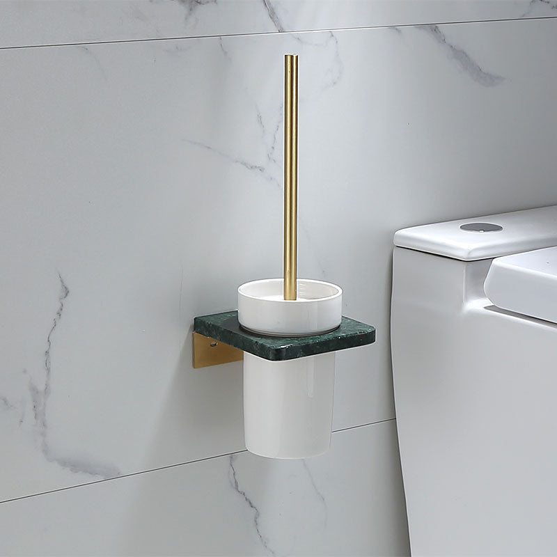 Polished Brass Bath Accessory Set With Marble Hardware For Coordinated Decor