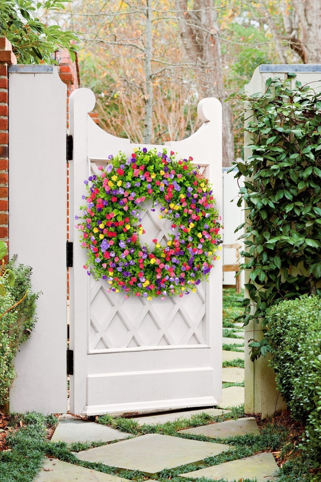 BloomWreath Spring & Summer Front Door Wreath | Handmade Floral Grapevine Accent