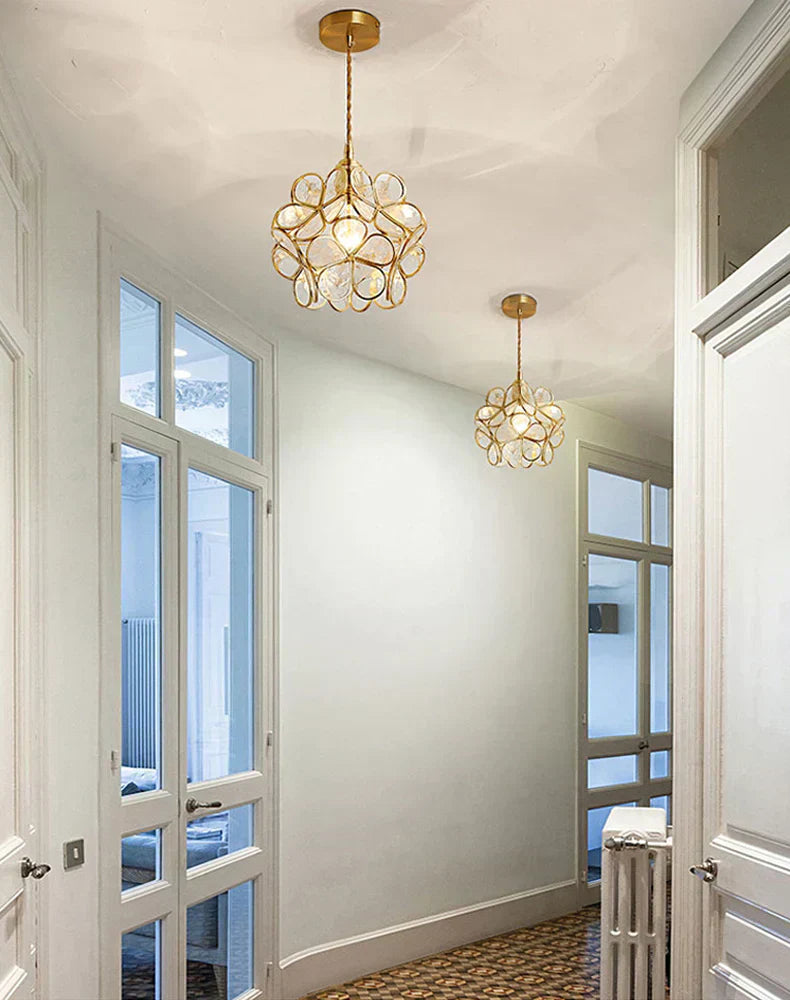 Liora Glass Pendellampe med Nordisk Blomstermotiv