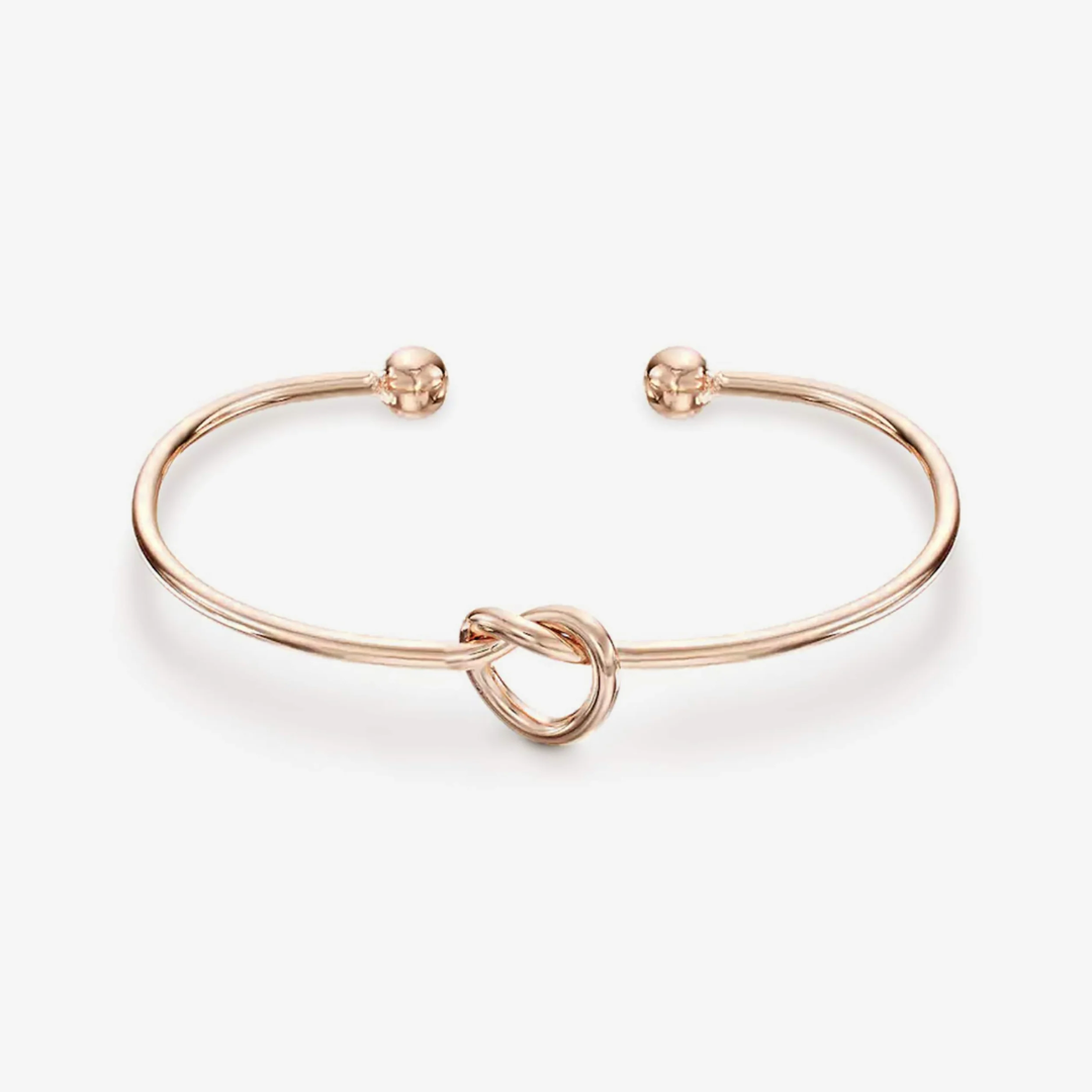 Adjustable Bangle With Love Knot Accent For Everyday Wear Plus Layering