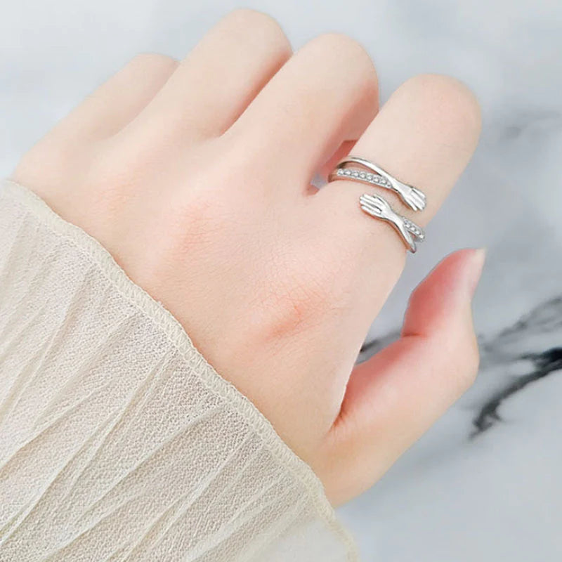 Anillo de abrazo regalo para seres queridos accesorio elegante que celebra el vínculo y la gratitud
