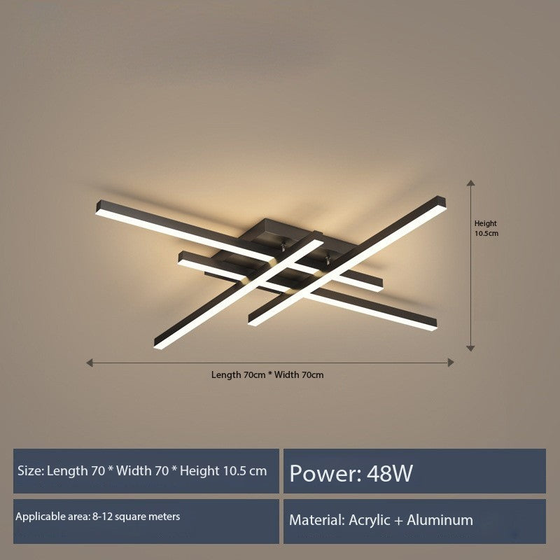 Lampada a quattro luci con moduli LED per soffitto, luminosità dimmerabile, finitura bianca e nera