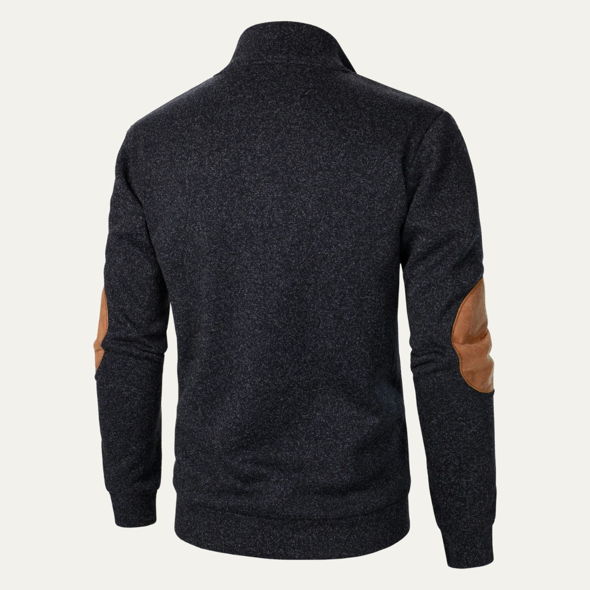 Astra Button-Detail Knit Sweater With Stand Collar Long Sleeves
