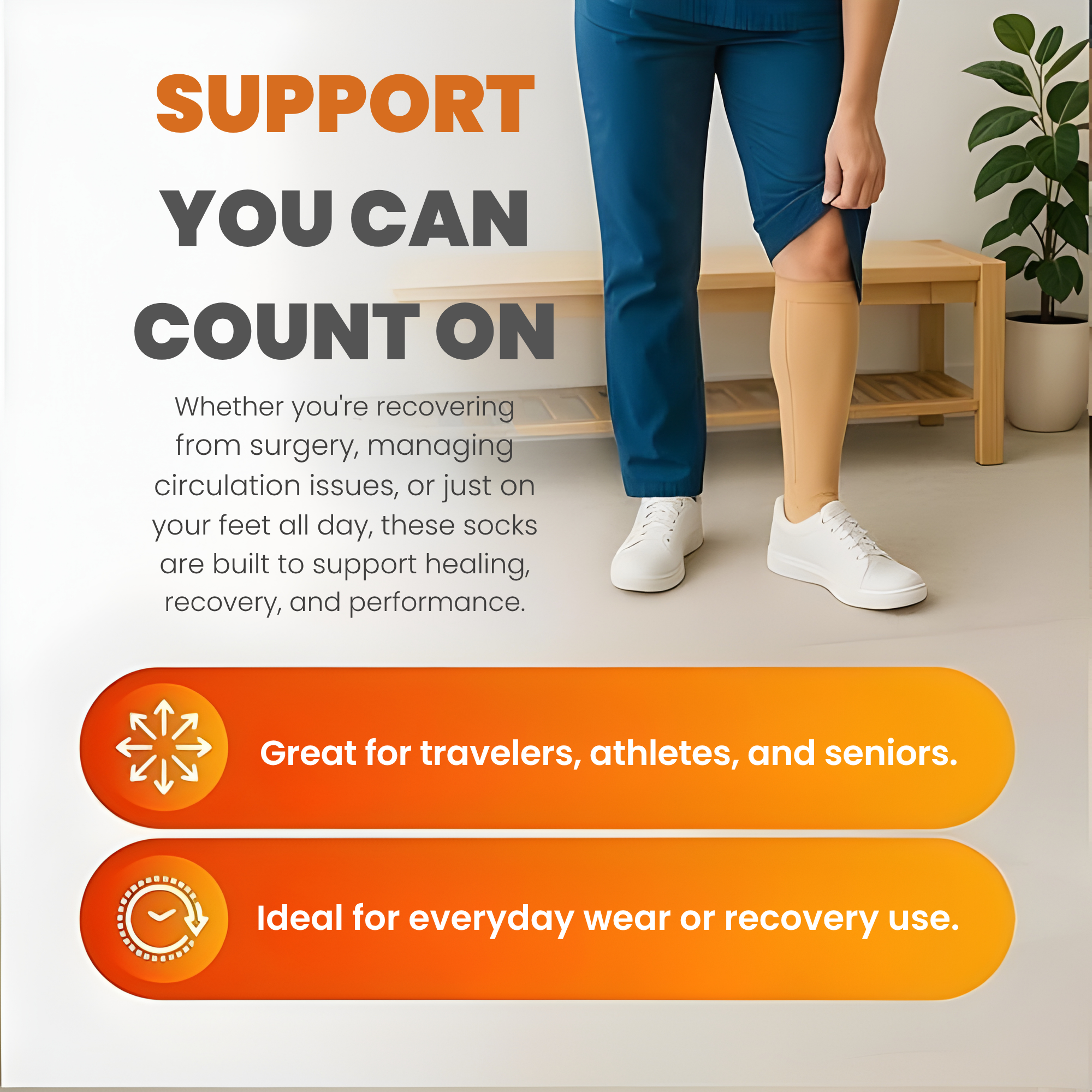 ZenStride Support Socks For Instant Comfort From Swelling And Leg Fatigue