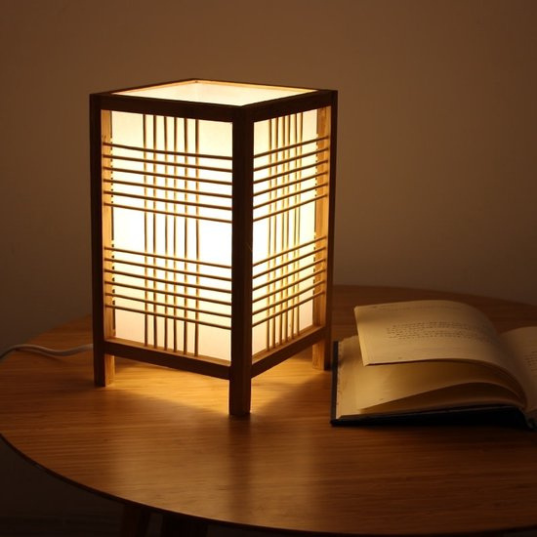 SoraLume Japanische LED-Bambus-Tischlampe für das Schlafzimmer