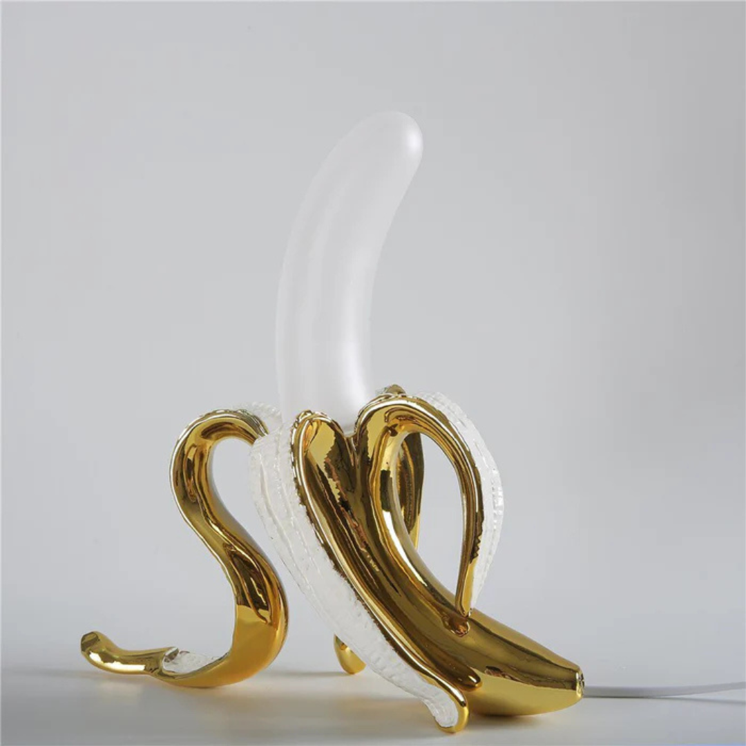 LumaBloom Bananenförmige Goldene LED-Tischlampe für Wohnkultur