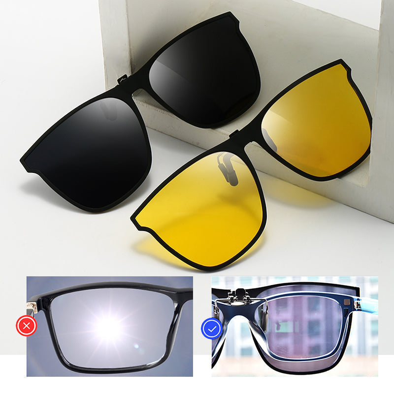 New polarized clip-on folding sunglasses