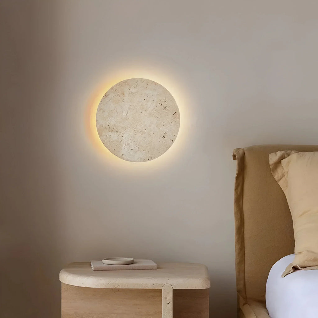 Okrągła lampa ścienna TerraLume Stone do wnętrz, nowoczesna dekoracja do salonu