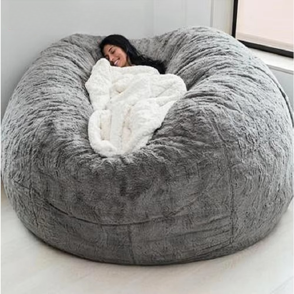 Giant 5-Foot Plush Faux Fur Cover For Bean Bag Lounge Sofa