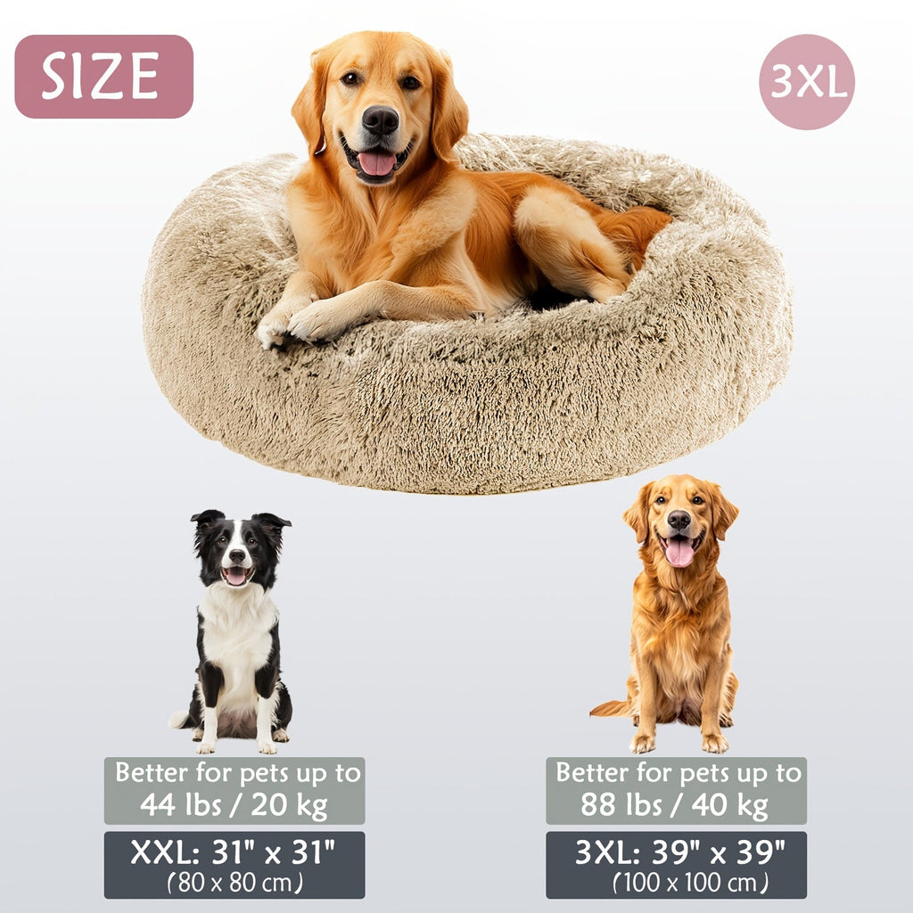 Hugafur Soft Faux Fur Donut Pet Bed For Dogs And Cats