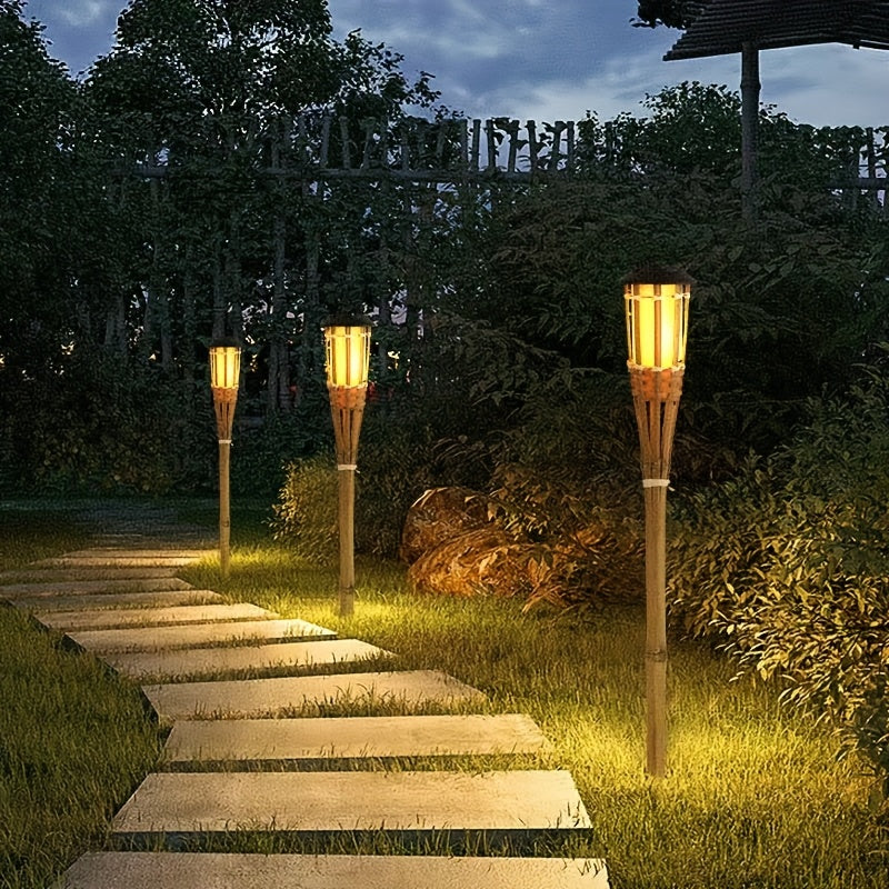 FlameGlow Solar Powered Bamboo Lights For Outdoor Ambiance