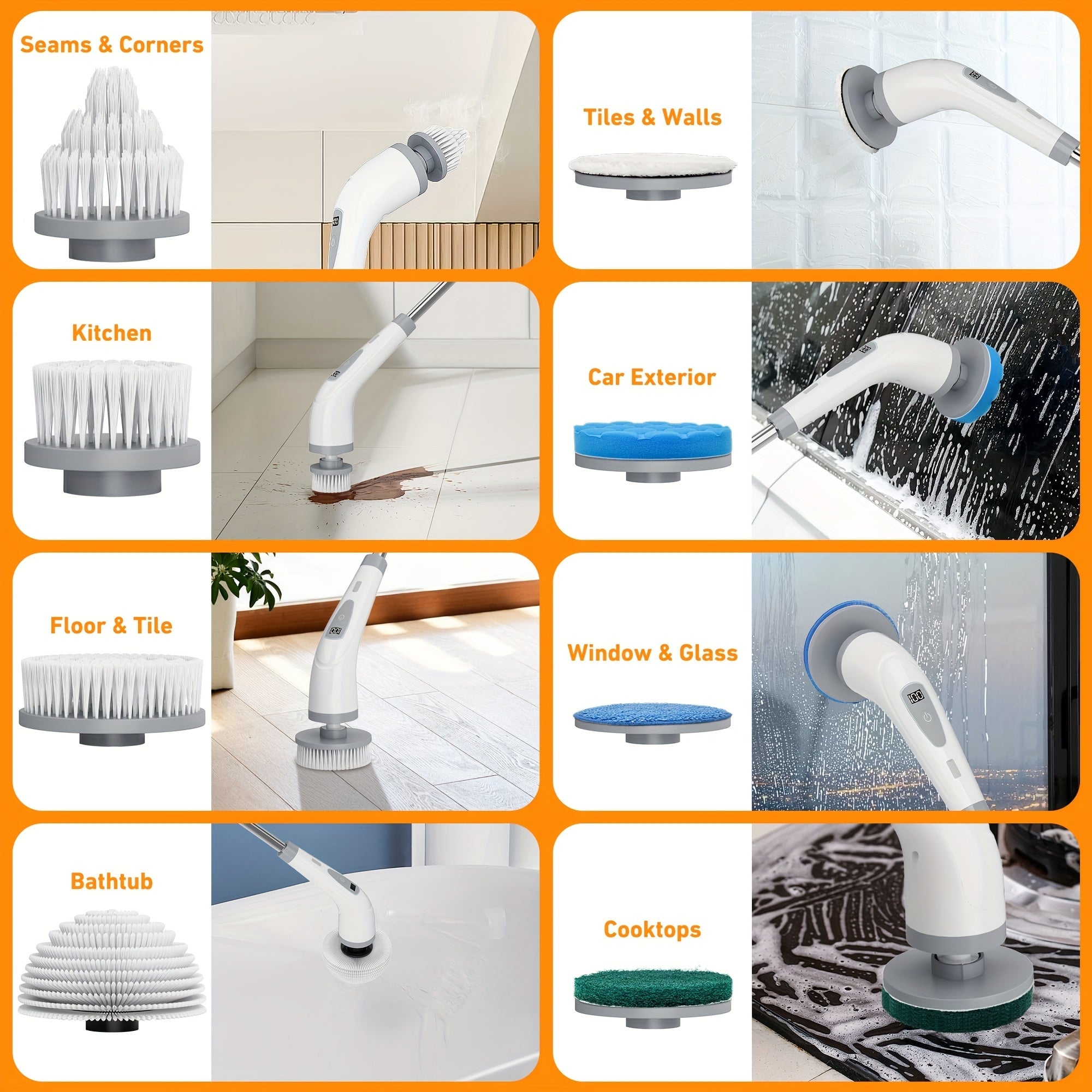 Homesweep Spin Skrubber med aftageligt håndtag, genopladelig